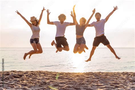group  friends  fun  beach