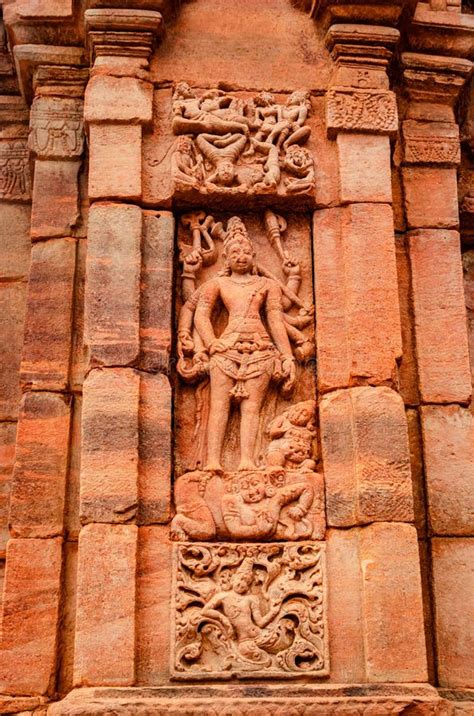 Sculptures of Hindu Gods on Facade of 7th Century Temple Carved Walls ...