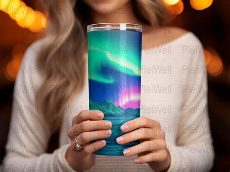 Northern Lights Mountain Tumbler Wraps, Aurora Borealis, 20oz Skinny ...