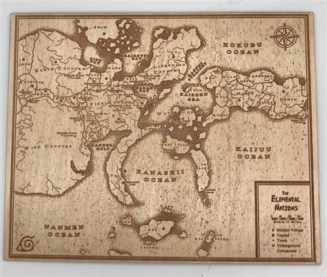 Engraved Map of The Elemental Nations from Naruto - BreakPoint Laser