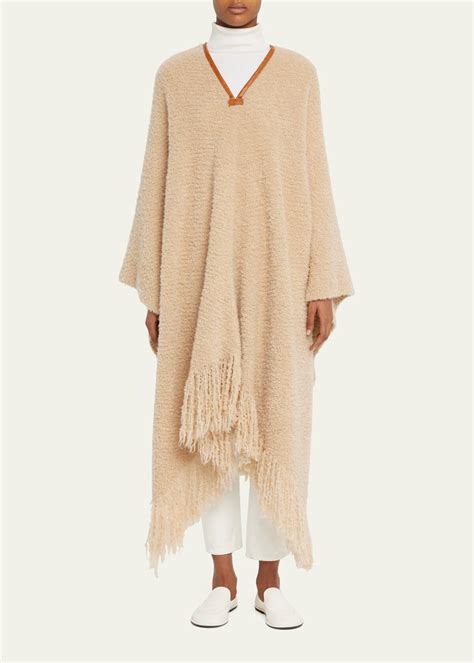 Loro Piana Fluffy Boucle Poncho - D0e0 Soft Nougat | Editorialist
