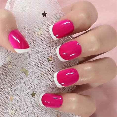 Acrylic Nails Hot Pink Tips