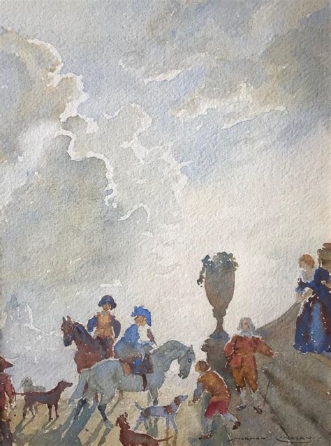 norman lindsay  castle signed watercolour painting  norman
