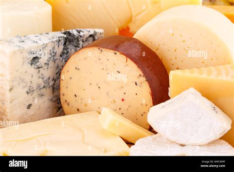 Various type of cheese closeup picture Stock Photo - Alamy