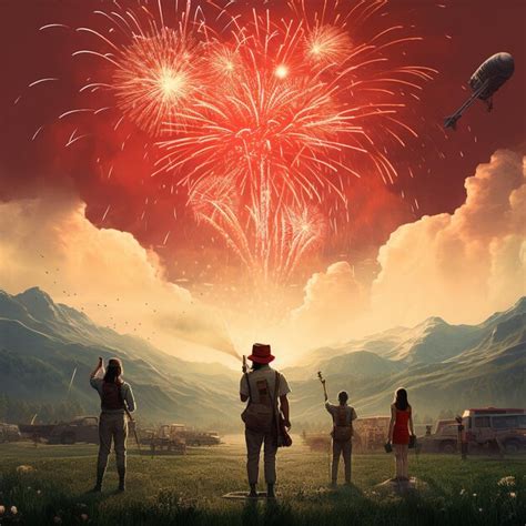 Premium AI Image | A poster for a fireworks show with people watching