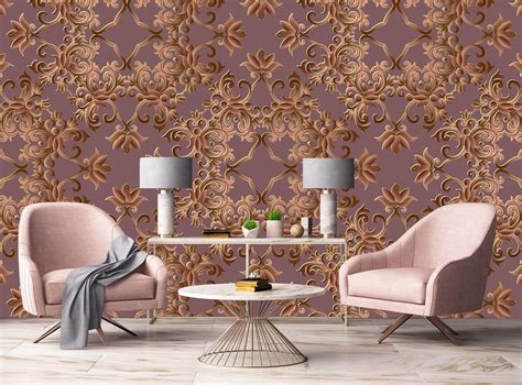 Damask Fancy Wallpaper Rich Background With Geometric Floral - Etsy