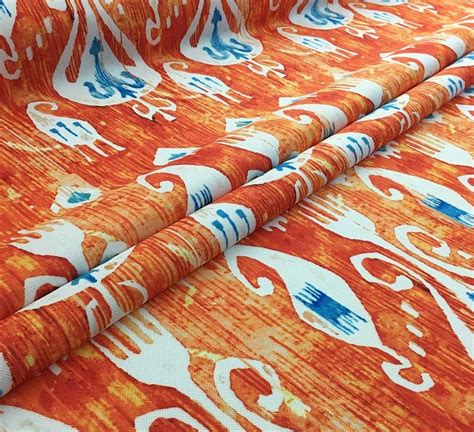 Native American Fabric by the Yard, İkat Fabric, Orange Blue Upholstery ...