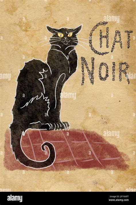 chat noir hand drawn illustration art Stock Photo - Alamy