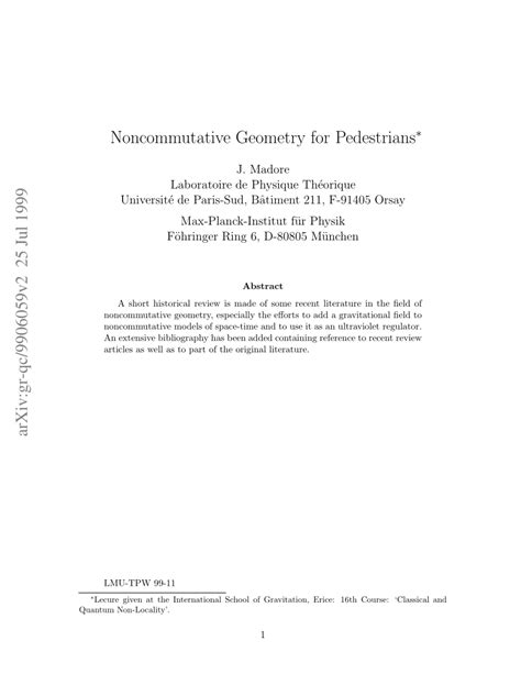 noncommutative geometry  pedestrians