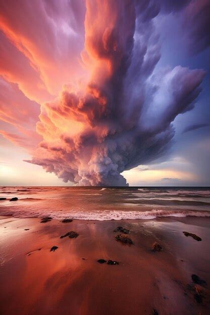 Premium AI Image | Dramatic thunderclouds infused with twilight's final ...