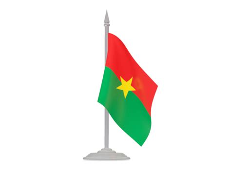 Flag with flagpole. Illustration of flag of Burkina Faso