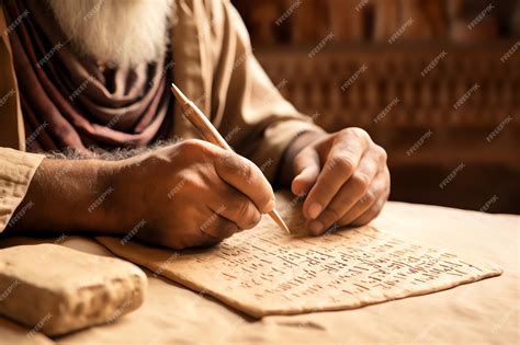 premium photo ancient mesopotamian scribe writing  clay tablet