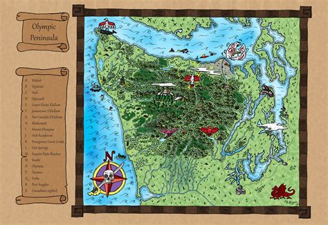 My completed fantasy map of Olympic Peninsula : Washington