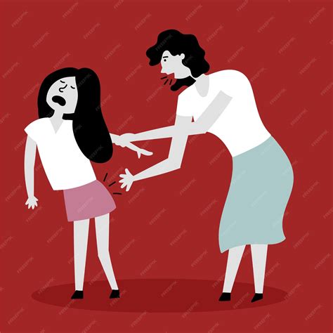 Premium Vector | Mom spanks daughter backside child abuse