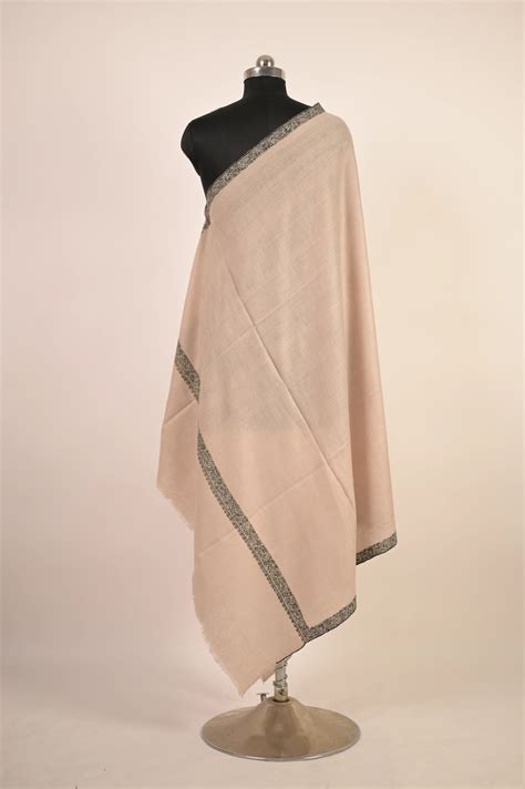 Natural Color Pashmina shawl with Black Embroidery (G.I certified ...
