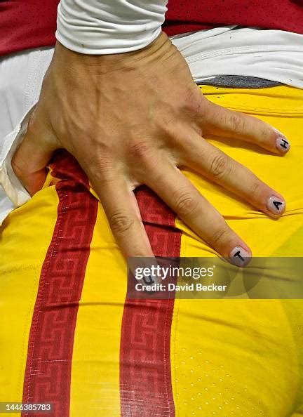 A detailed view of the fingernails of Caleb Williams of the USC... News ...