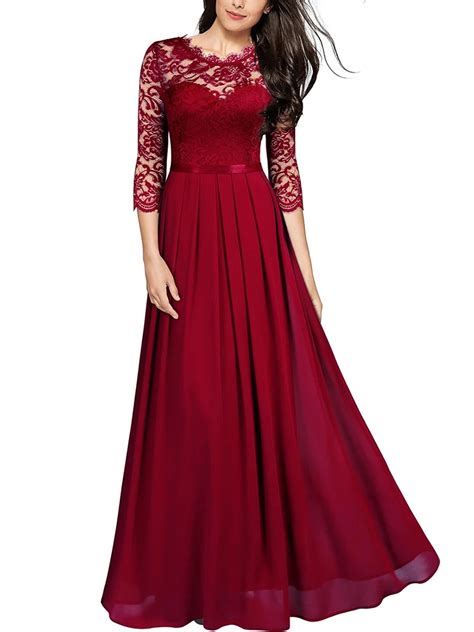 Sexy Dance Women's Long Chiffon Lace Evening Formal Party Ball Gown