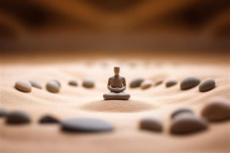 Premium AI Image | A person sitting in a circle of pebbles with the ...