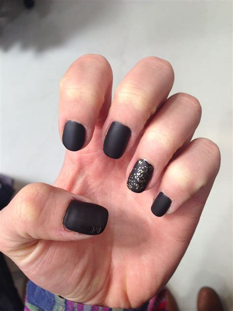 Matt black & gold sparkles #nails