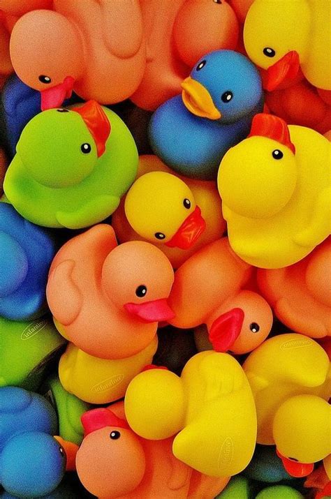 Colorful Rubber Ducks Background