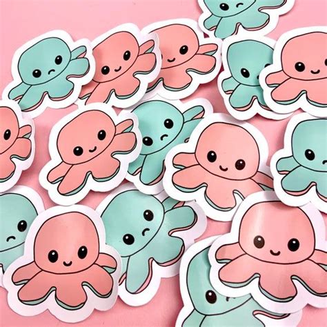 Mood Octopus Sticker Laptop Stickers Reversible Octopus - Etsy | Cute ...