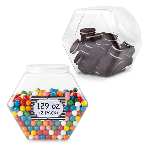 Amazon.com: 129 Oz Hexagon Cookie Jars with Lids ( 2 Pack) Wide Mouth