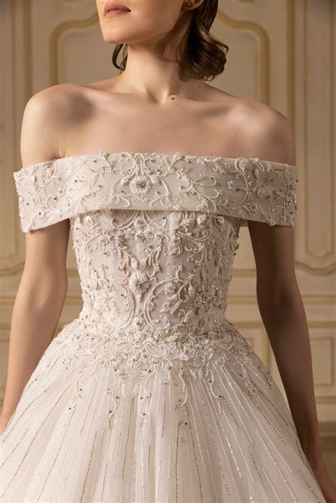 Off-shoulder beaded dress – Saiid Kobeisy Online