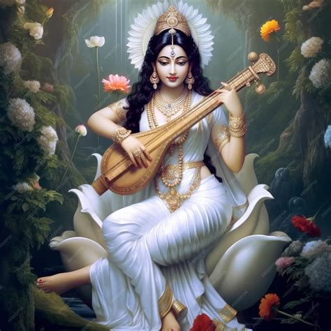 Hindu beautiful goddess saraswati the embodiment of knowledge