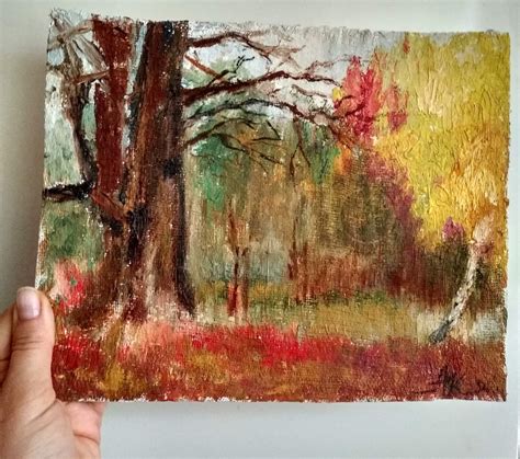 Autumn Landscape Original Painting Tree Painting Textured Oil - Etsy