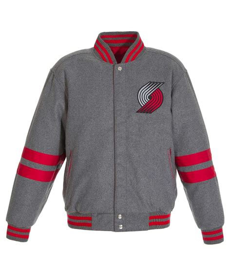 Wool Full-Zip Portland Trail Blazers Varsity Gray Jacket - Jackets Expert