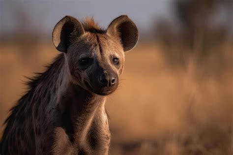 Premium AI Image | Brown hyena Hyaena brunnea Kalahari desert South Africa