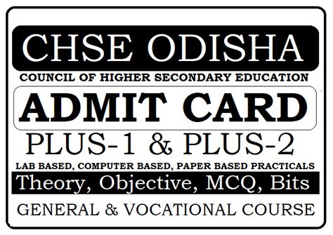 CHSE Odisha +1 & +2 Practical Test Admit Card 2025 Download (Arts ...