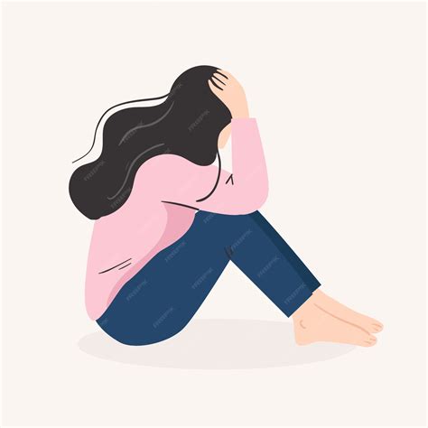 premium vector sad lonely woman depressed young girl vector