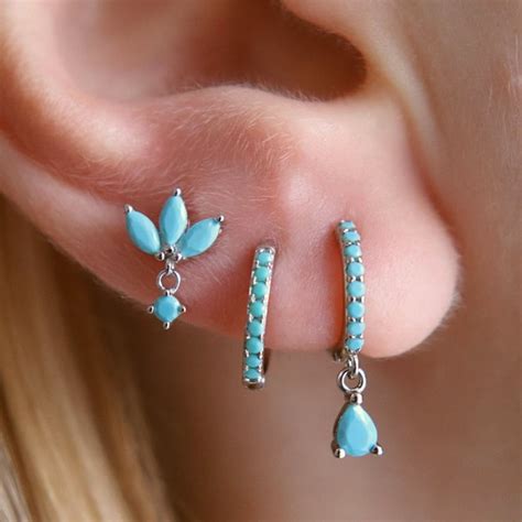 Sterling Silver Turquoise Earrings - Etsy