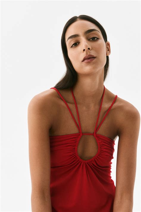 Draped Halterneck Dress - Red - Ladies | H&M US