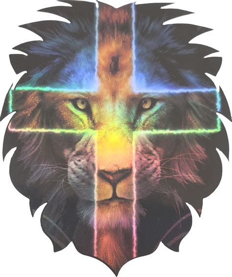 Holographic Lion Judah Yeshua Jesus Christ Cross Christian GOD Vinyl
