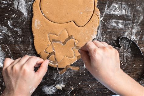 Premium Photo | Cutting dough on different shapes. gingerbread.