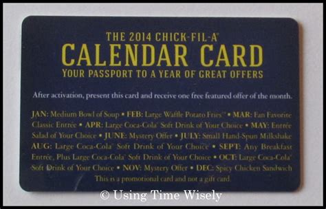 Chick-fil-A: Calendar Card