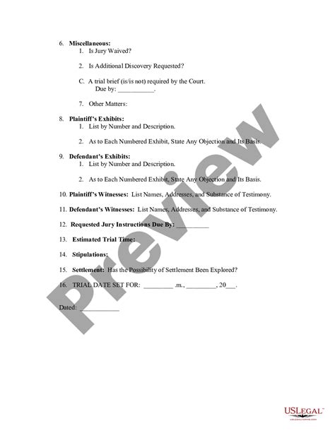 Oklahoma Pretrial Conference Orders - Pre Trial Order | US Legal Forms