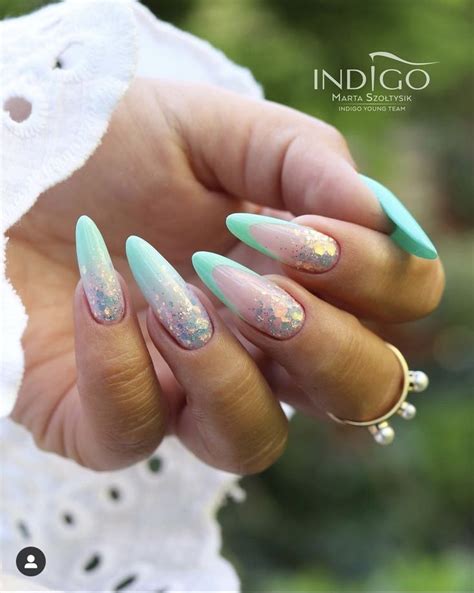 Маникюр морская волна | Ombre nails glitter, Mint nails, Indigo nails