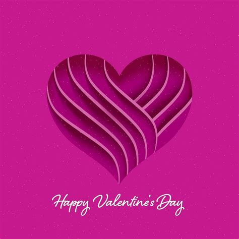 Happy Valentine's Day Font With Paper Cutting Heart Layer On Pink ...