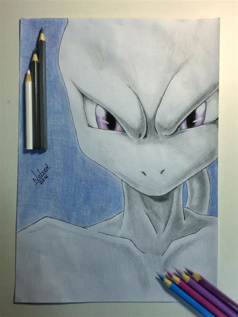 Pokemon Mewtwo - Colored Pencil Drawing by nelsonaubert on DeviantArt