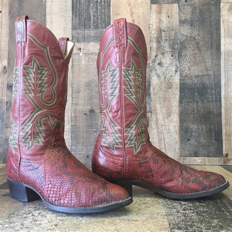 Larry Mahan Texas Larry Mahan Vtg Snakeskin Cowboy Boots Mens 8.5 D ...