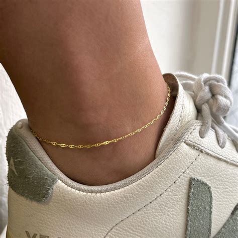 14K Gold Mariner Anchor Chain Link Anklet – Baby Gold