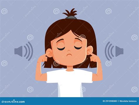 Little Girl Suffering from Noise Pollution and Loud Music Vector ...