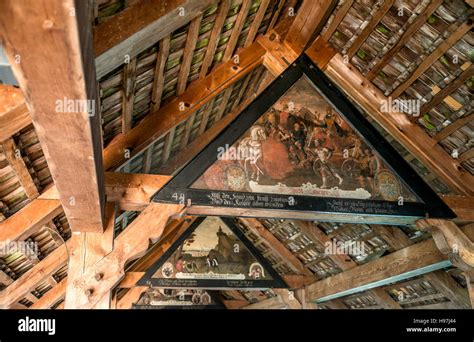 Historical Paintings underneath the roof of the Kapellbruecke, Lucerne ...