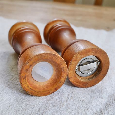 Vintage Mr Dudley Wood Salt Shaker and Pepper Grinder / Tall - Etsy
