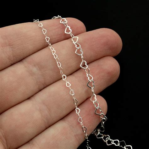 Sterling Silver Flat Heart Link Chain 1.9mm or 3.4mm - Etsy