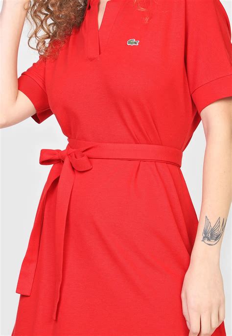 Vestido Polo Da Lacoste - Vestido Polo Lacoste Midi Bordado Vermelho - Compre Agora | Dafiti Brasil