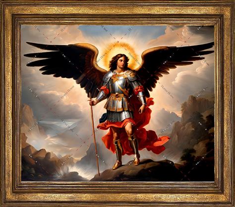 st michael wall art oil painting vintage decor printable digital